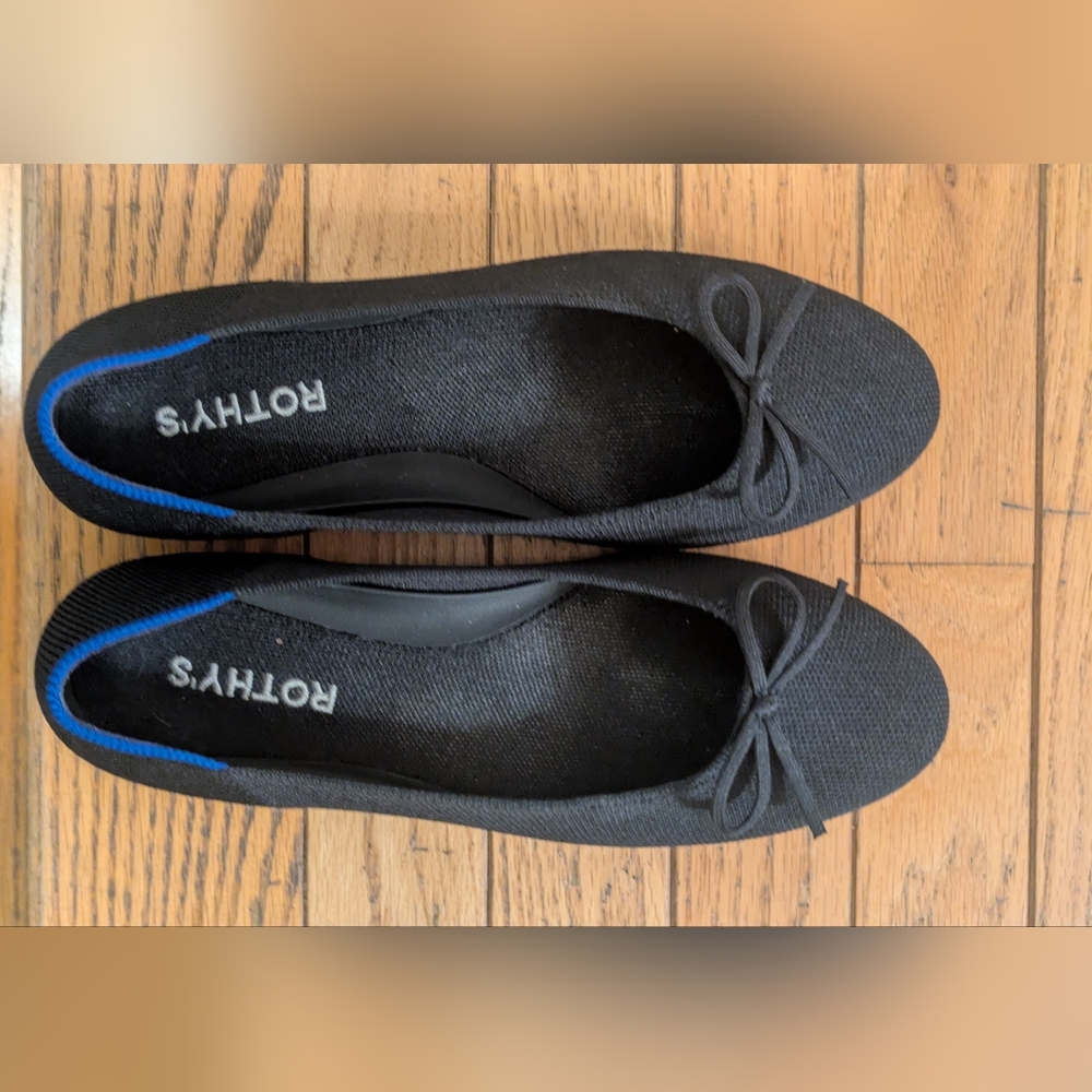 Rothy's Black Ballet Flats With Bow
